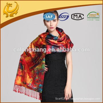 Bufandas impresas digitales de doble capa, bufandas y bufandas de bufanda de seda cepillada al por mayor